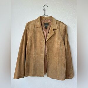 Vintage Uniform Petite John Paul Richard Tan Suede Leather Jacket Womens 14P